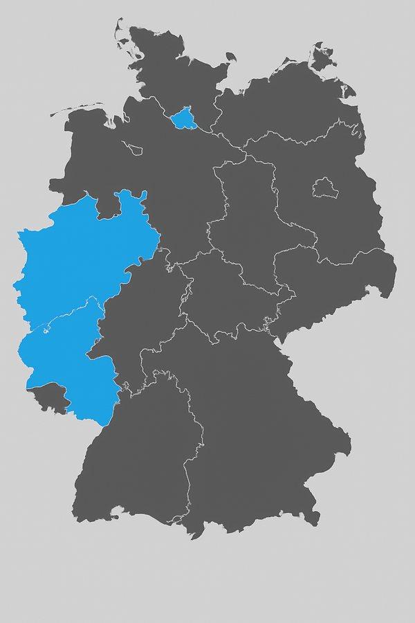 Karte der Einsatzgebiete von Beban Clean Gebäudereinigung in Deutschland